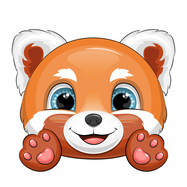 可爱的卡通小熊猫头和爪子。图片下载