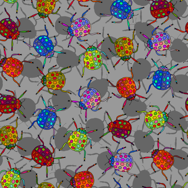 多彩的瓢虫无缝模式。矢量股票插图eps 10。图片下载