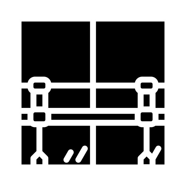 栏杆与镜子在舞蹈工作室字形图标矢量插图图片下载