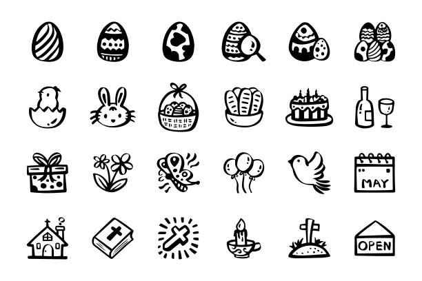 复活节手绘涂鸦图标图片下载