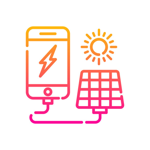 便携式太阳能面板矢量渐变图标风格插图。EPS 10个文件图片下载