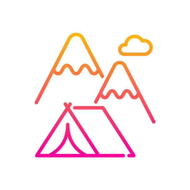 野营帐篷矢量渐变图标风格插图。EPS 10个文件图片下载