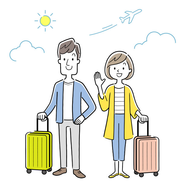 矢量插图材料:夫妇，夫妇去旅行图片下载