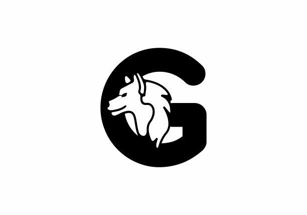 黑色首字母与狼头图片下载