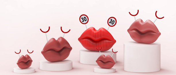 通过对Pink的演讲，人物和思想自由的嘴。品牌忠诚度，社交媒体，抽象隐喻-三维渲染图片下载