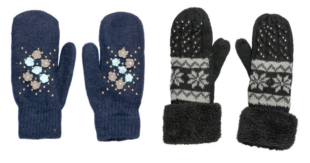 连指手套孤立在白色背景上。针织手套。连指手套顶视图。蓝色的手套图片下载