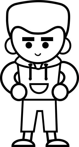 穿帽衫的涂色书男孩图片下载