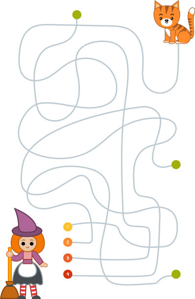 迷宫游戏的孩子女巫和猫图片下载