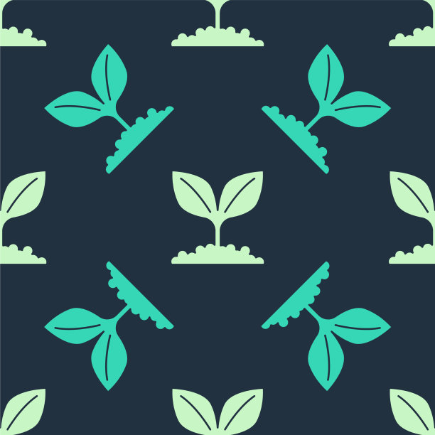 绿色和米色植物图标隔离无缝图片下载