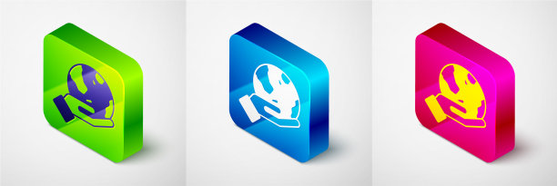 等长人形手握地球仪图标图片下载