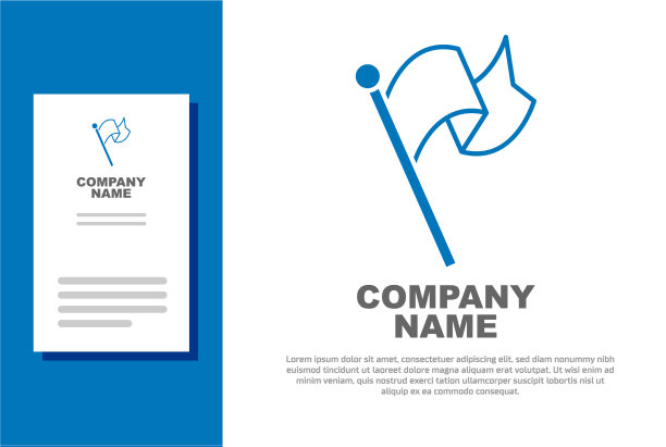 蓝色旗帜图标孤立在白色背景图片下载