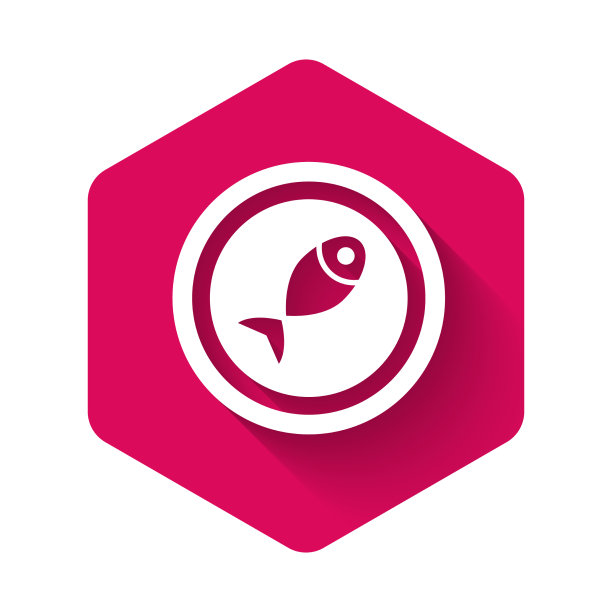 白色的盘子上的鱼图标孤立图片下载