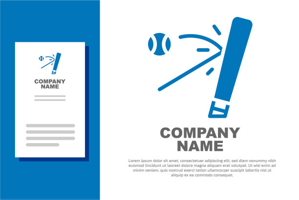 蓝色棒球棒与球图标孤立在白色图片下载