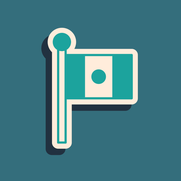 绿色墨西哥国旗上的旗杆图标孤立上图片下载