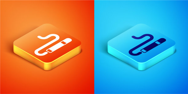 等距雪茄图标孤立在橙色和蓝色图片下载