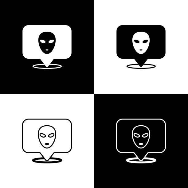 设置外星人图标隔离在黑色和白色图片下载