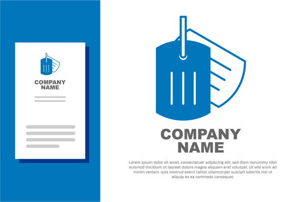 蓝色军犬标签图标孤立在白色上图片下载