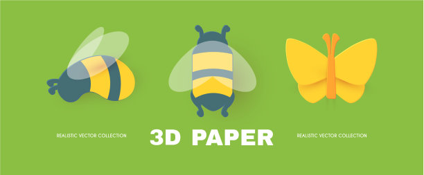 蜜蜂和蝴蝶集可爱的滑溜昆虫设计图片下载