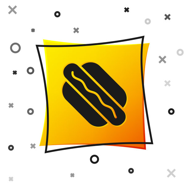 黑色热狗三明治图标孤立在白色图片下载