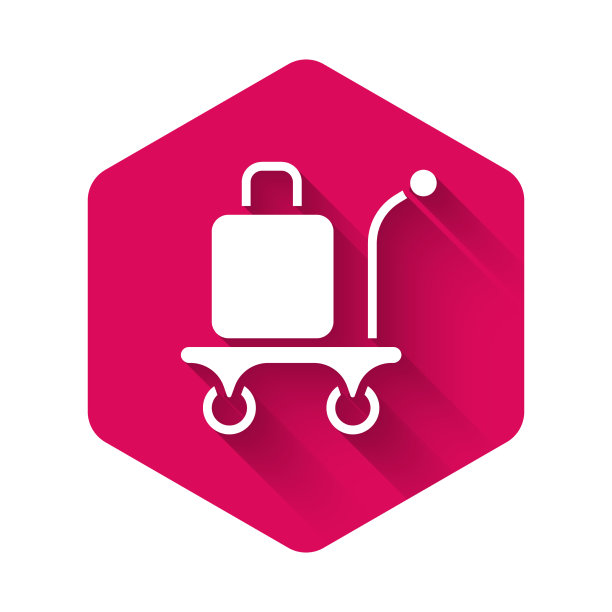 白色手推车箱图标与长隔离图片下载