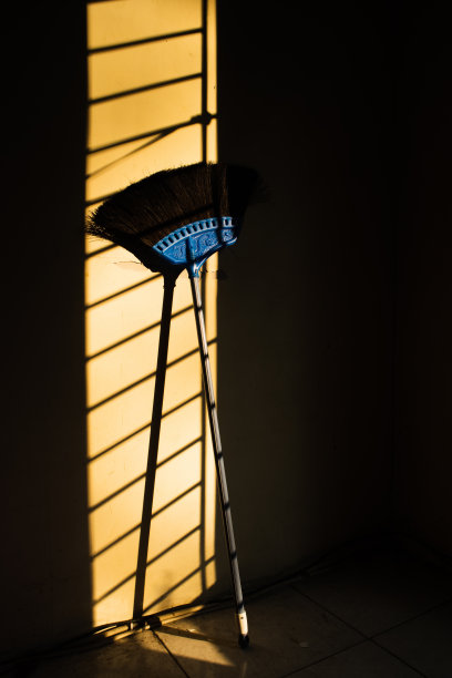 扫帚站在晨曦的阴影里图片下载