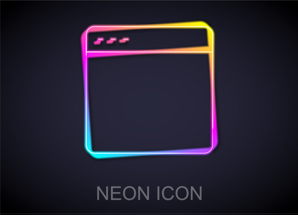 发光的霓虹灯线浏览器窗口图标隔离图片下载