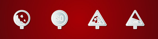 设置道路警告岩崩速度限制交通图片下载