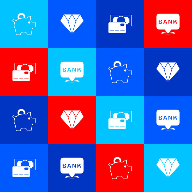 集小猪储蓄罐钻石信用卡和银行图片下载