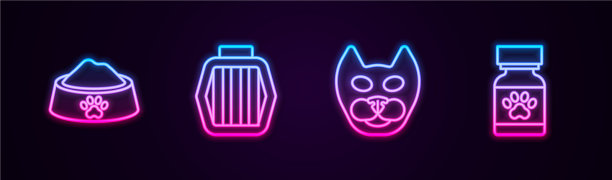 设置线宠物食品碗携带箱猫和图片下载