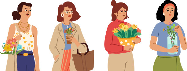 女人拿着花捧花园丁图片下载