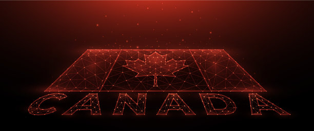 多边形地图或加拿大抽象旗帜图片下载