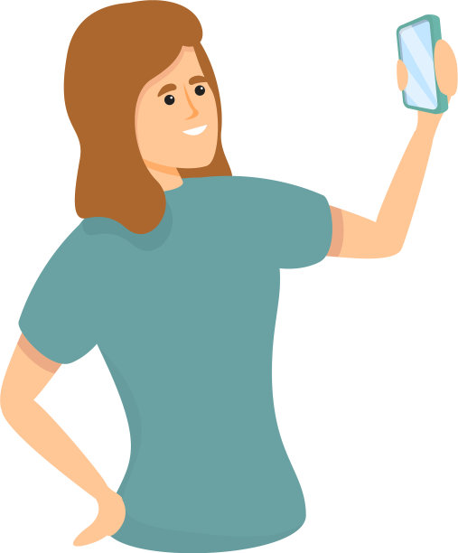 女孩自恋偶像卡通风格图片下载