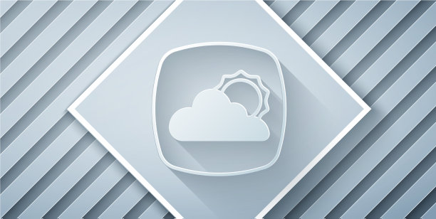 剪纸天气预报图标孤立在灰色图片下载