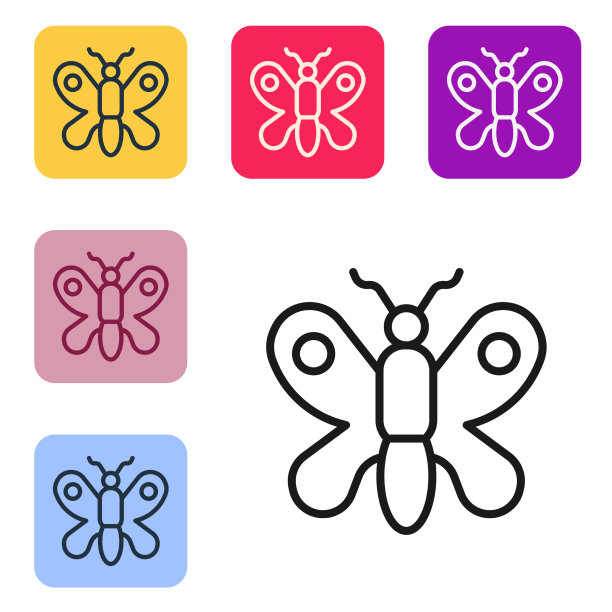 黑色线蝴蝶图标孤立在白色图片下载