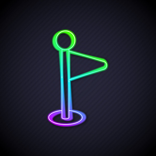 发光的霓虹灯线旗图标孤立在黑色图片下载