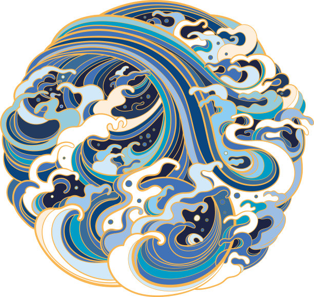 传统的东方海浪的形式图片下载