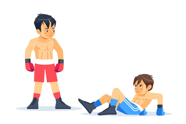 胜者和败者拳击手击倒了卧倒的拳击手图片下载