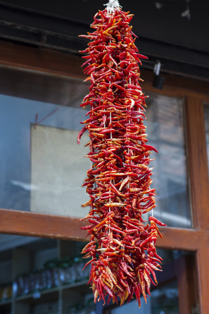 串干的红辣椒。图片下载