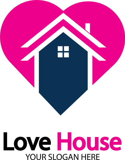 爱家标志的心和房子图标的组合图片下载