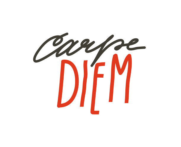 手绘矢量抽象股票图形插图与卡普diem动机正面引用，手写字母孤立在白色背景图片下载