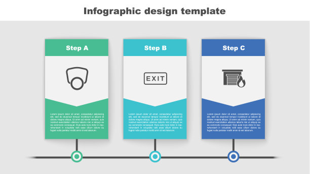 在火灾出口和燃烧的车库设置防毒面具图片下载