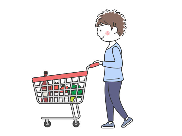 用购物车购物的人。图片下载