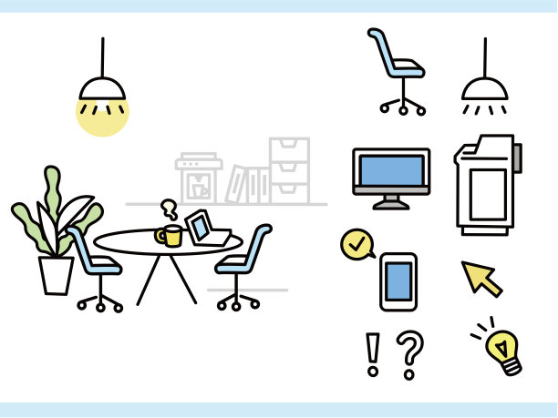 办公插图。商业，电脑，室内设计，生活方式图片下载