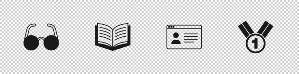 设置眼镜，打开书本，在线课程和奖章图片下载