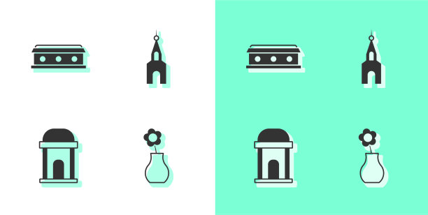 花瓶棺材内插花与十字架旧墓图片下载