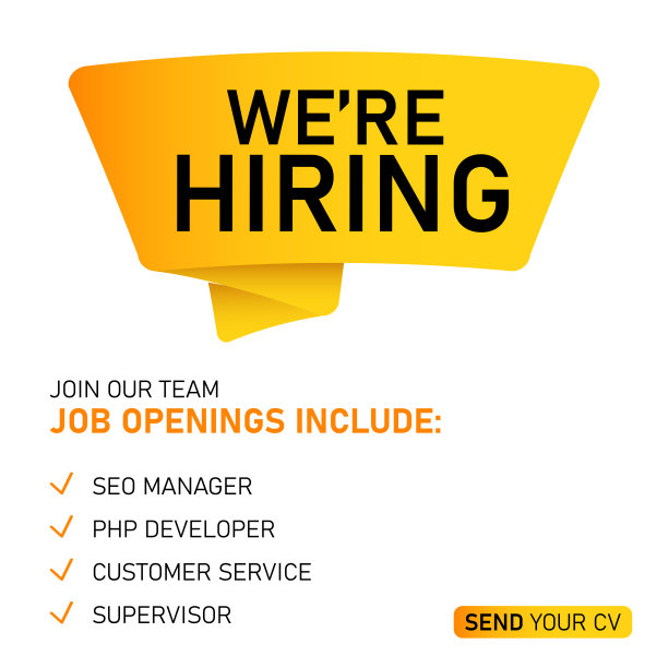 招聘设计海报。我们正在雇用几何形状的字母。矢量插图。空缺职位设计模板。图片下载