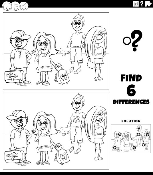 不同游戏与学童涂色书页图片下载