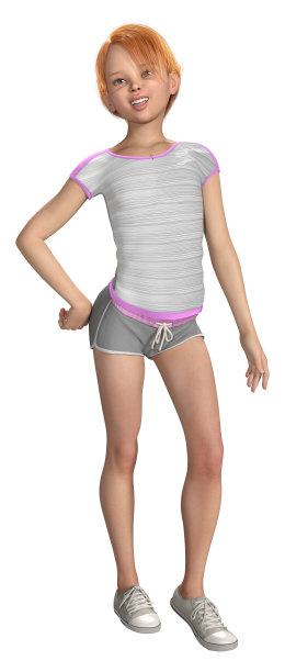 三维插图小女孩在白色图片下载