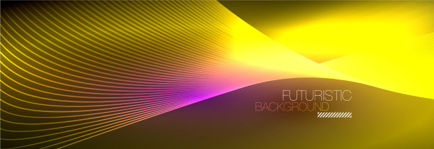 抽象的霓虹灯在黑暗中发出波浪般的光图片下载