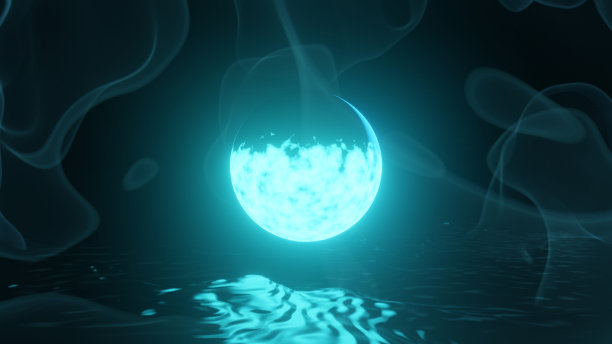 等离子体能量行星和能量雾大气的三维插图图形，运动图形。图片下载